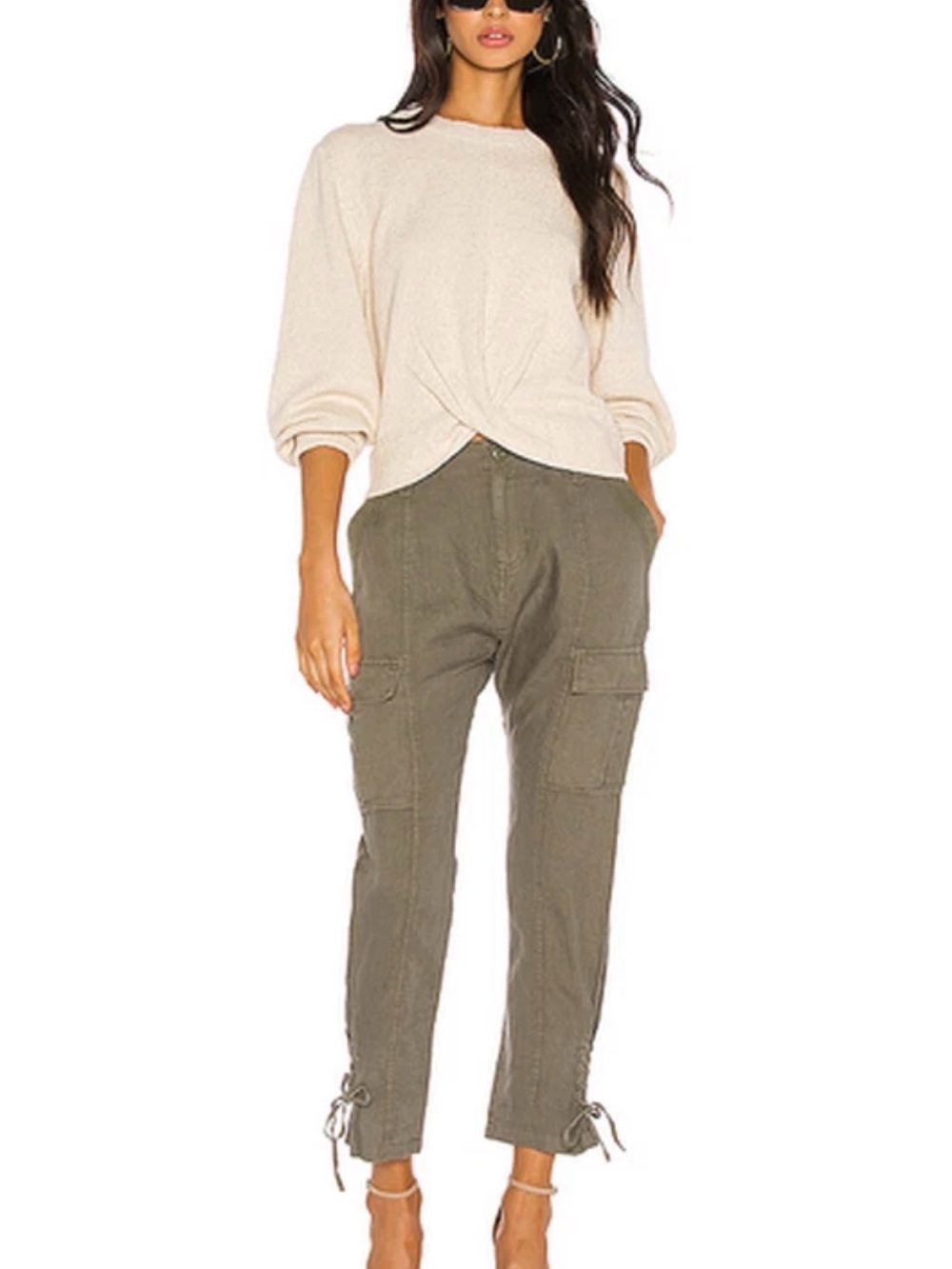 Women’s Joie black Linen cargo military pants size 4 nwt